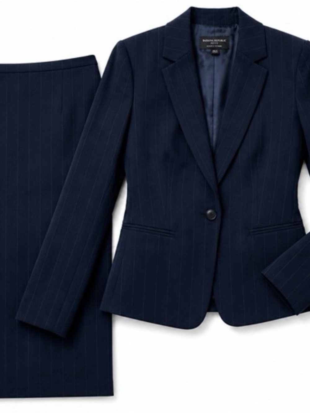 Giorgio Armani Women's Navy Pinstripe Suit Jacket and Skirt